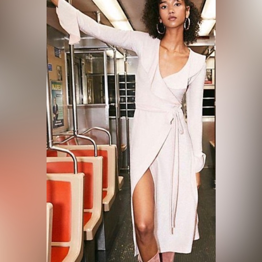 Free People Midi Wrap Dress in Peach